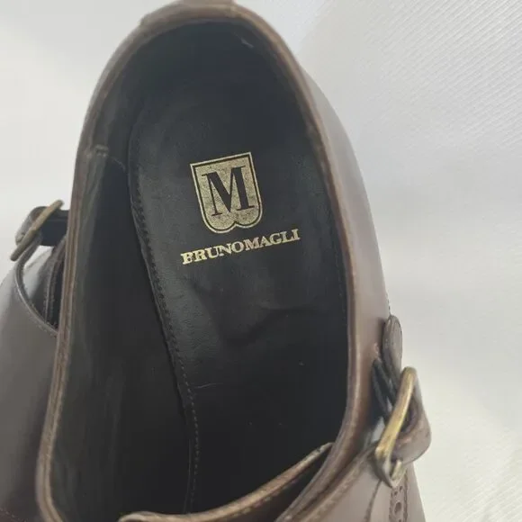 👞 Bruno Magli Alfanzo Shoes – Men's 11M – Dark Brown Monk Strap – Italy Leather - Picture 3 of 11